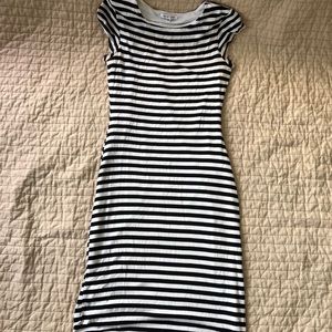 Black and white striped dress
